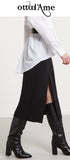 OTTOD'AME Longuette con spacco LIM_DN6228_1920 nero