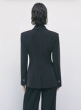 PATRIZIA PEPE Blazer doppiopetto color block in crêpe 8S0000_C7004_K103 nero