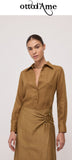 OTTOD'AME Camicia regular in lino MSM_DC5272_2372 rhum