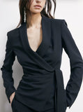 PATRIZIA PEPE Blazer in crêpe con fusciacca 2S1563_A411_K103 nero