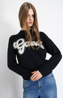 GAELLE PARIS Pullover Cropped In Maglieria Con Logo Lurex • Nero  GAABW07114
