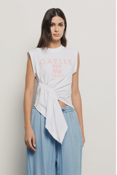 GAELLE PARIS T shirt smanicata con dettaglio arricciato GAABW04540