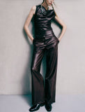 PATRIZIA PEPE       Pantaloni ecopelle  8P0181/E0004-B887 wood brown