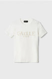 GAELLE PARIS T-Shirt Paricollo Mezza Manica Con Personalizzazione Strass /Borchie Termo • Off White - GAABW08300