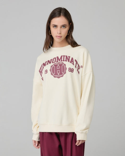 HINNOMINATE Felpa Paricollo Over College • Bianco Burro HMABW02070