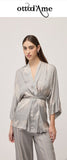 OTTOD'AME Blusa a kimono in raso di viscosa FMG_TC5283_1955 argento