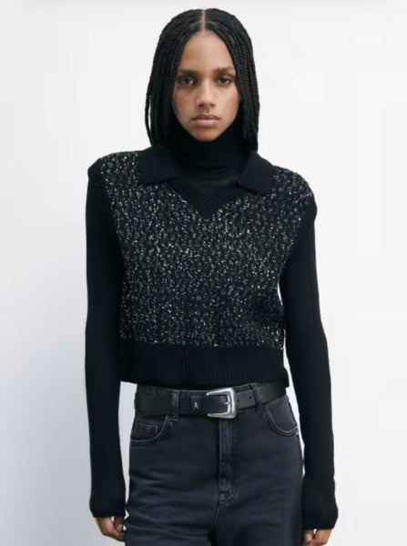 PATRIZIA PEPE Gilet in maglia con paillettes 2K0359_K299_J4O3