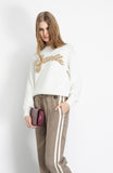 GAELLE PARIS Pullover Cropped In Maglieria Con Logo Lurex • Off White GAABW07114