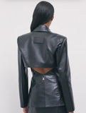 PATRIZIA PEPE Blazer con doppia costruzione in tessuto spalmato 8S0001_E070_K103 nero