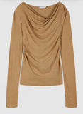 PATRIZIA PEPE Top con scollo asimmetrico e drappeggio 2M4479_J337_B847 Urban beige