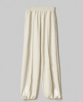 HINNOMINATE Pantalone Con Nervature E Coulisse Al Fondo In Viscosa • Bianco Burro HMABW01994