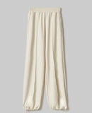 HINNOMINATE Pantalone Con Nervature E Coulisse Al Fondo In Viscosa • Bianco Burro HMABW01994