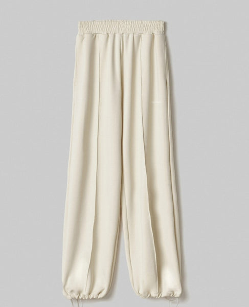 HINNOMINATE Pantalone Con Nervature E Coulisse Al Fondo In Viscosa • Bianco Burro HMABW01994