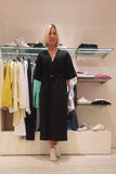 OTTOD'AME Abito midi con scollo a V   PCH_DA5359_1920 nero