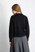 GAELLE PARIS Pullover In Maglia Rasata Con Ricamo Sul Davanti • Nero GAABW07266