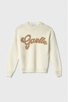 GAELLE PARIS Pullover Cropped In Maglieria Con Logo Lurex • Off White GAABW07114
