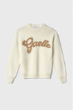GAELLE PARIS Pullover Cropped In Maglieria Con Logo Lurex • Off White GAABW07114