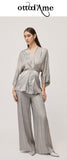 OTTOD'AME Pantaloni palazzo in viscosa SKL_TP0058_1955 argento