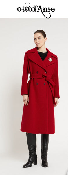 OTTOD'AME Cappotto lungo in lana cotta PKY_DJ0075_2355 CHERRY