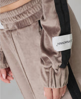 HINNOMINATE Felpa Full Zip In Ciniglia Con Banda In Lurex • Fango  HMABW02045