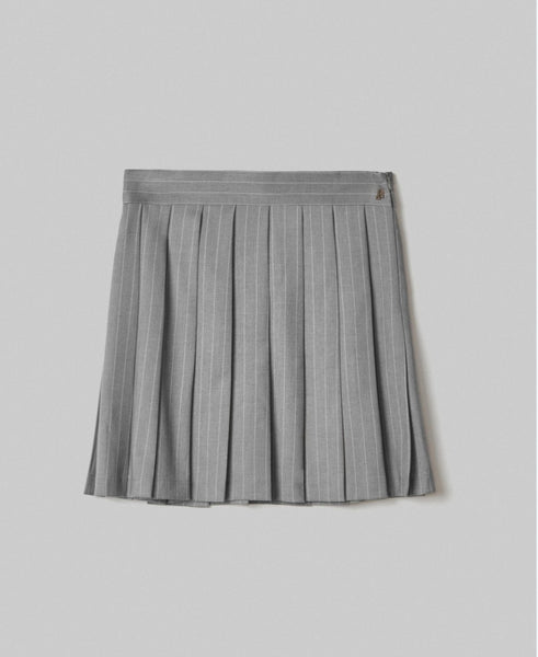 HINNOMINATE Gonna Corta Gessata A Pieghe A Vita Alta • Grigio Melange HMABW02251