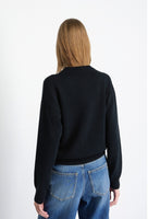 GAELLE PARIS Pullover Cropped In Maglieria Con Logo Lurex • Nero  GAABW07114
