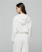 HINNOMINATE Felpa cappuccio in modal con scollo a "v"  HMABW01444 OFF WHITE