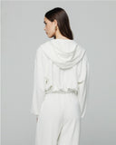 HINNOMINATE Felpa cappuccio in modal con scollo a "v"  HMABW01444 OFF WHITE