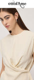 OTTOD'AME Top con drappeggio asimmetrico MSV_DT9285_2102 latte