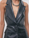 PATRIZIA PEPE Blazer con doppia costruzione in tessuto spalmato 8S0001_E070_K103 nero