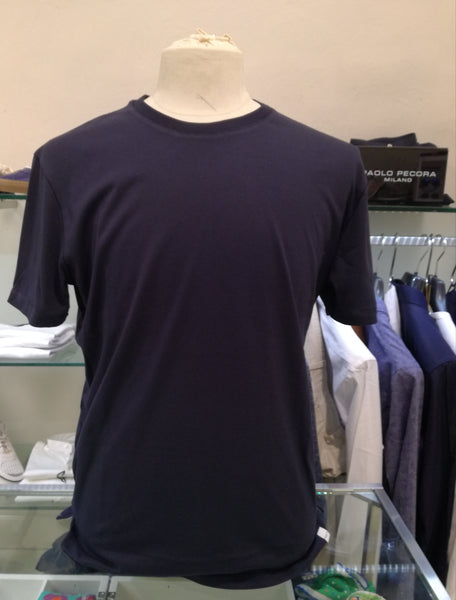 PAOLO PECORA T SHIRT BLU MEZZA MANICA IN COTONE